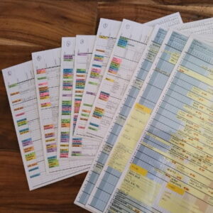 Image of Layered Spreadsheets Showcasing When and Where Specific Crops Will be Planted at Hader Farm