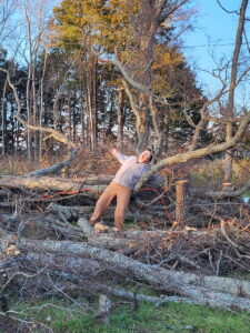 Farmer Peter Tuckered Out from Chopping Trees